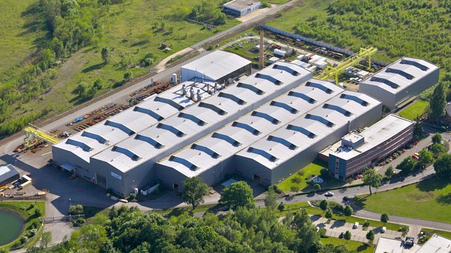 an aerial photography of the TAKRAF Product & Service Center in Lauchhammer in Germany. 